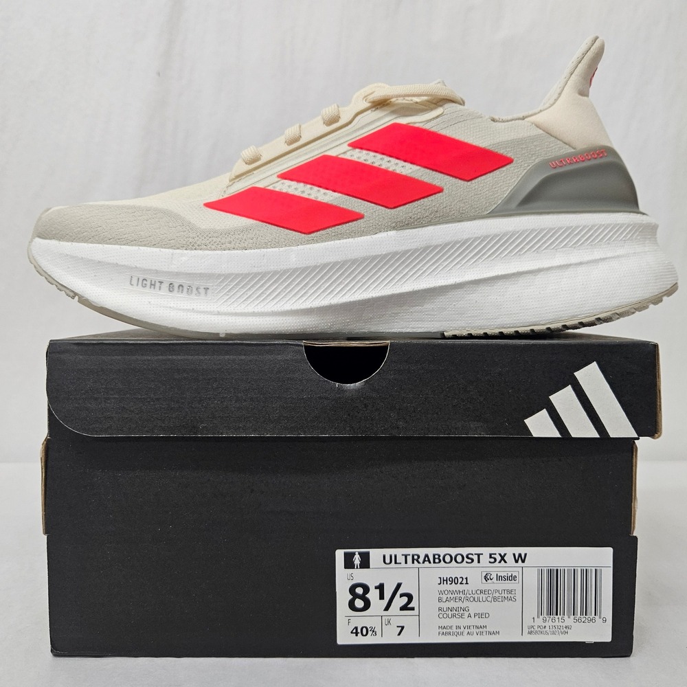 Adidas Ultraboost 5X W Running Shoes JH9021 Wonder White Red Women's Size 8.5